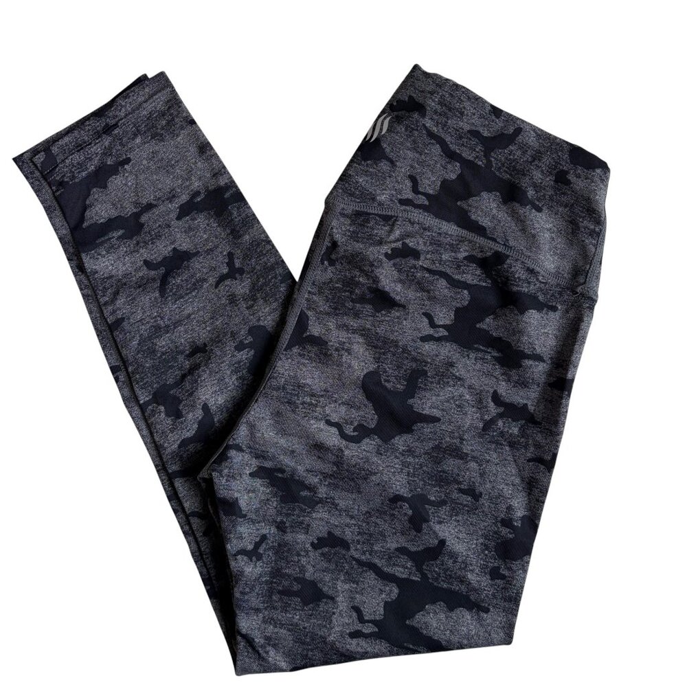 Sweat Shaper Athletic Leggings (Black & Grey Camo) - Size Large